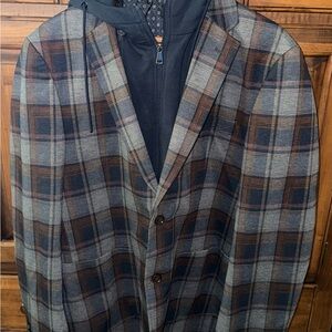 Soul Of London Blazer With Removable Hood Size  46R Brown & Gray